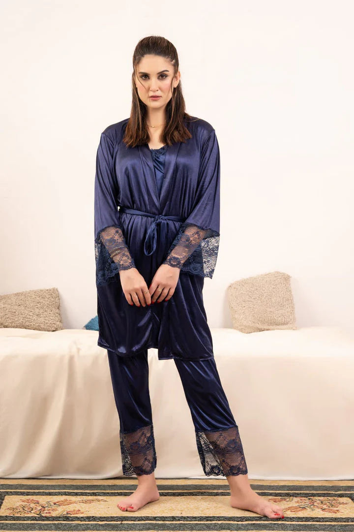 Premium 5 Pieces Nightwear Silk Set